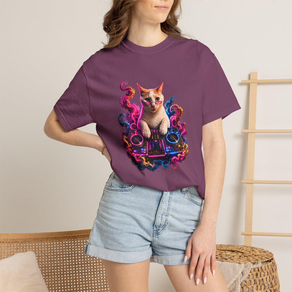 Cat DJ T-Shirt — Psychedelic Music Kitty Graphic Tee