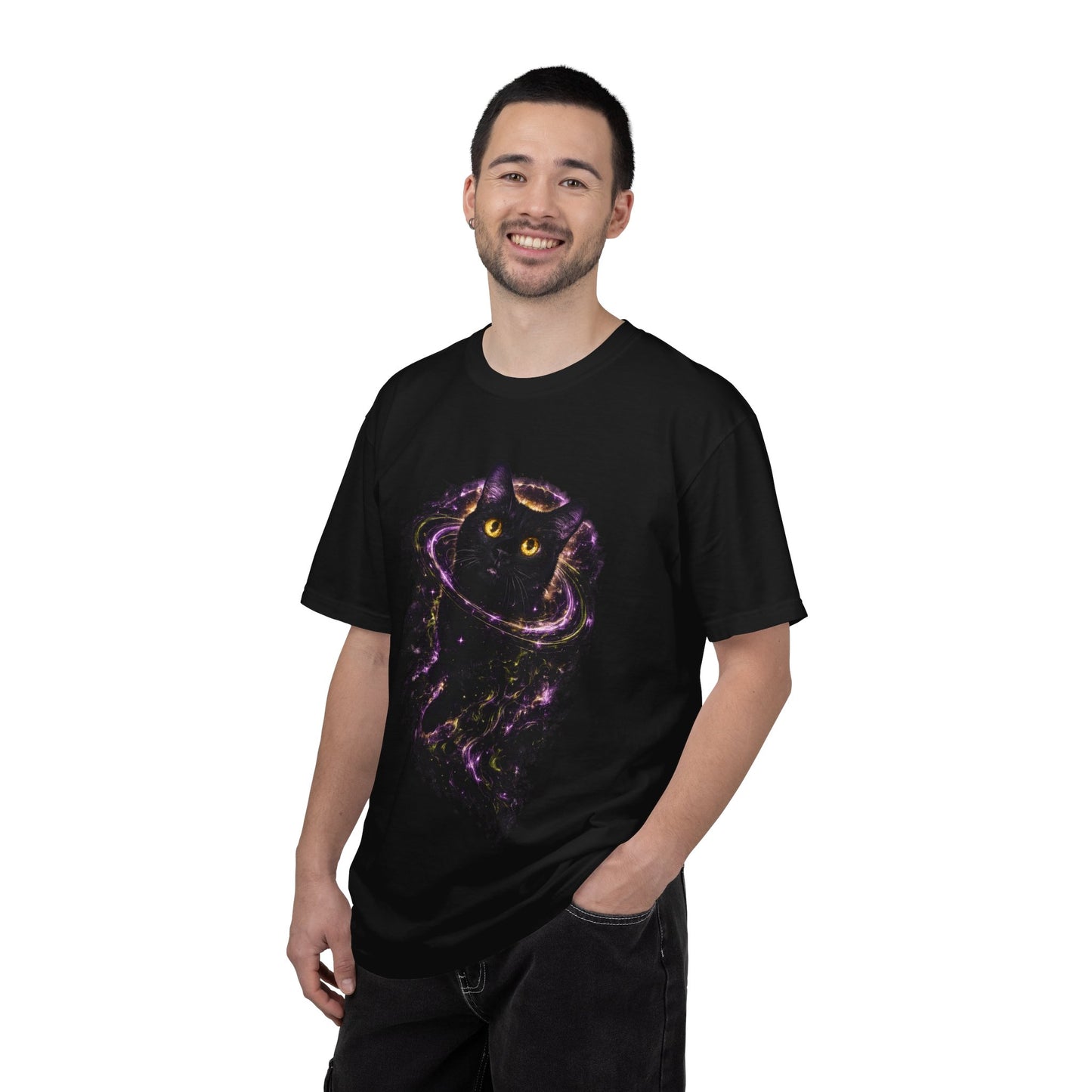 Galaxy Cat T-Shirt — Cosmic Black Cat Design