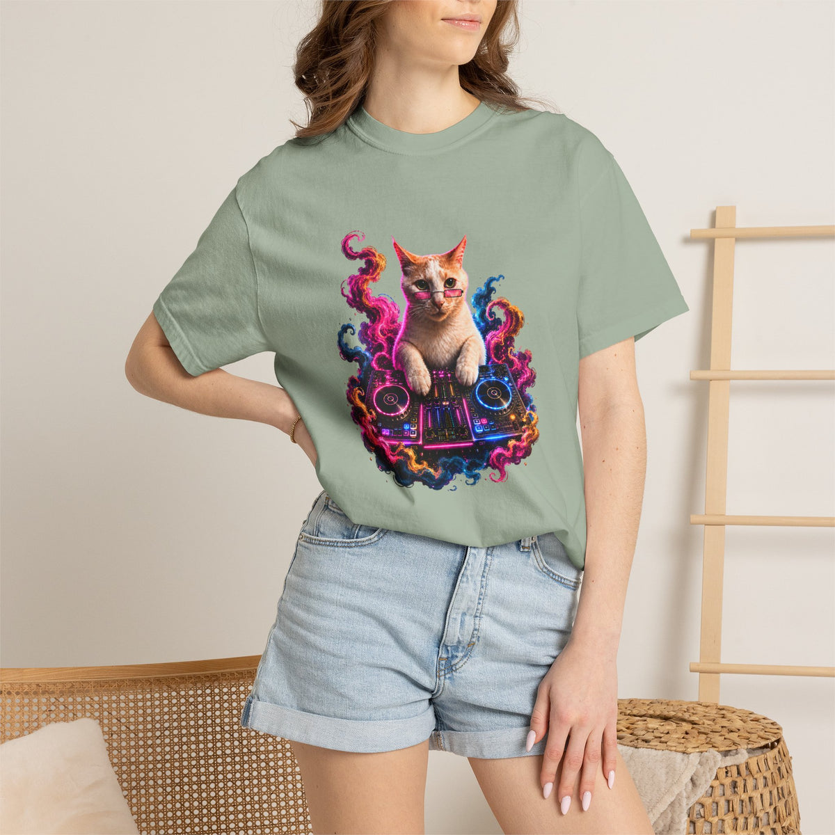 Cat DJ T-Shirt — Psychedelic Music Kitty Graphic Tee