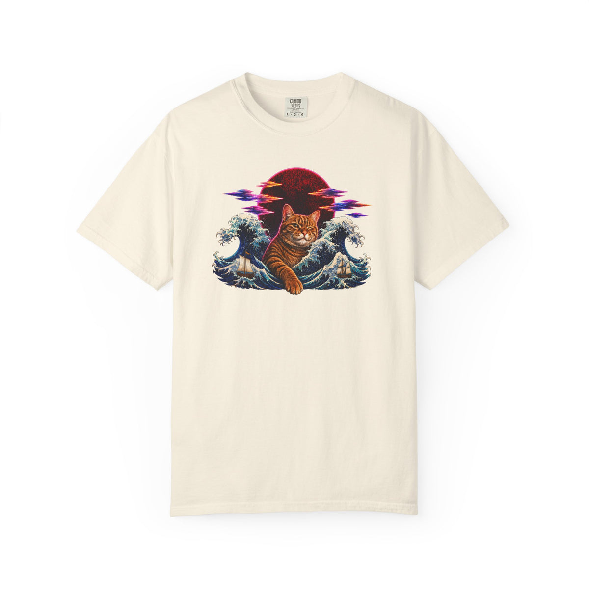 Cat Wave T-Shirt — Retro Sunset Cat Surf Graphic Tee