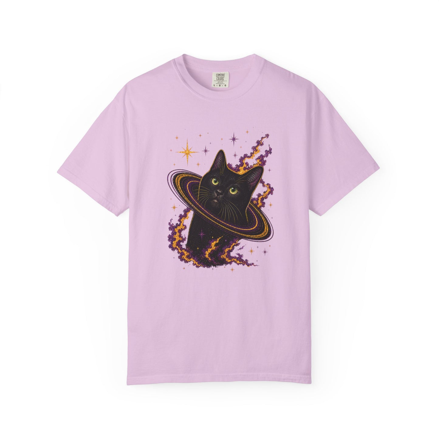 Cosmic Cat T-Shirt — Black Cat Saturn Galaxy Tee