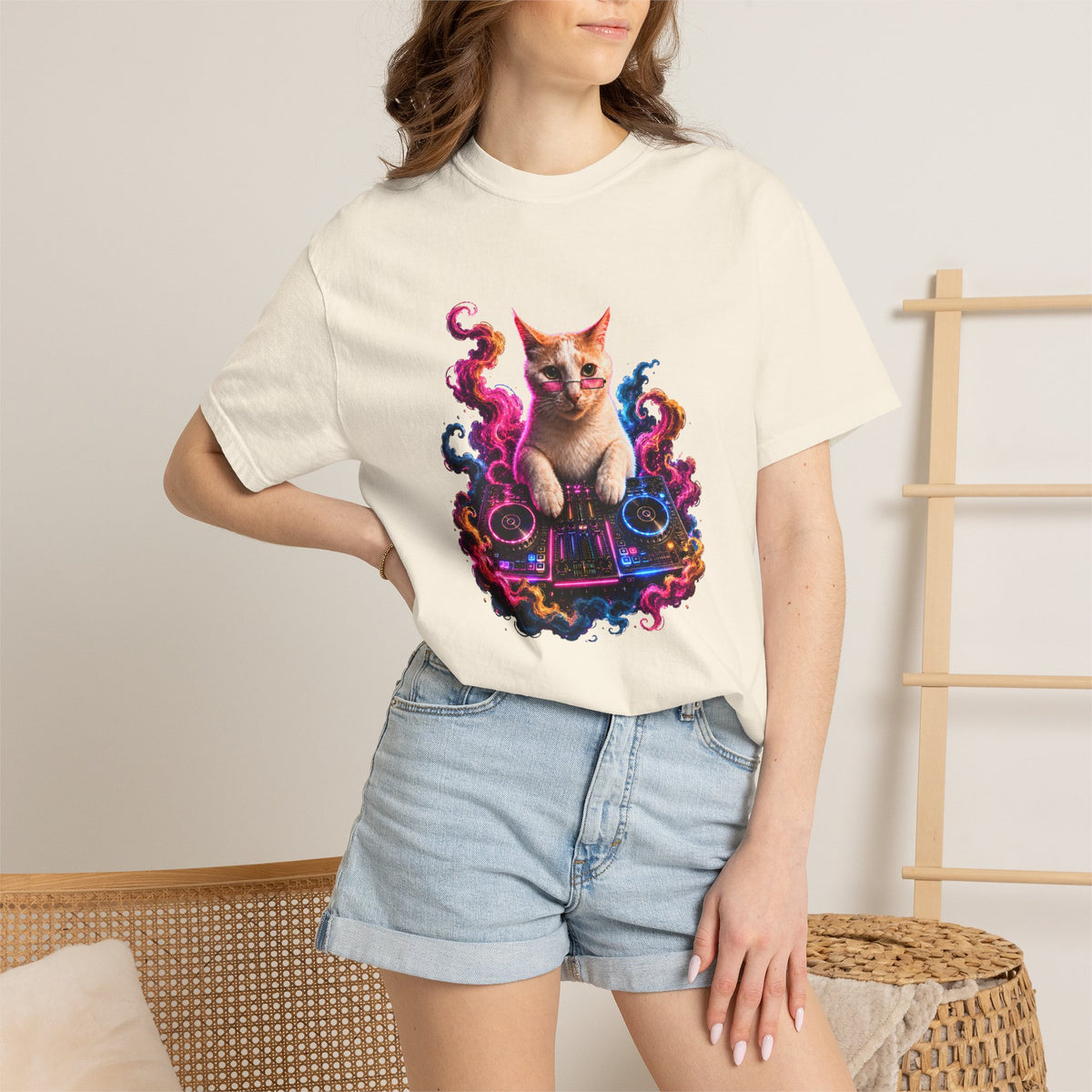 Cat DJ T-Shirt — Psychedelic Music Kitty Graphic Tee