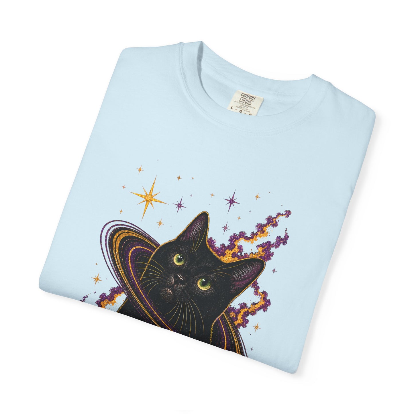 Cosmic Cat T-Shirt — Black Cat Saturn Galaxy Tee