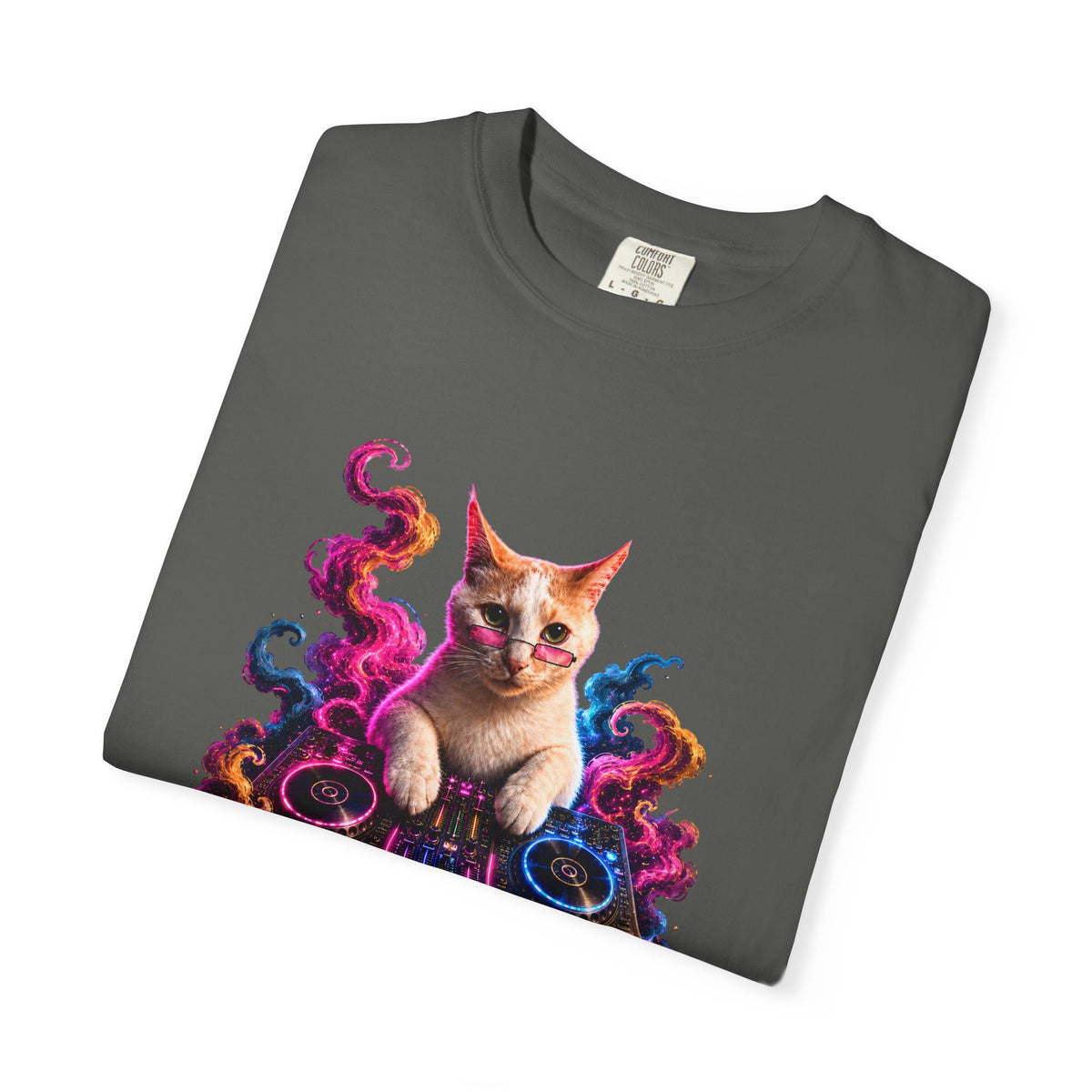 Cat DJ T-Shirt — Psychedelic Music Kitty Graphic Tee