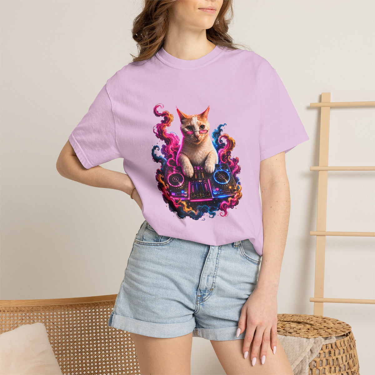 Cat DJ T-Shirt — Psychedelic Music Kitty Graphic Tee