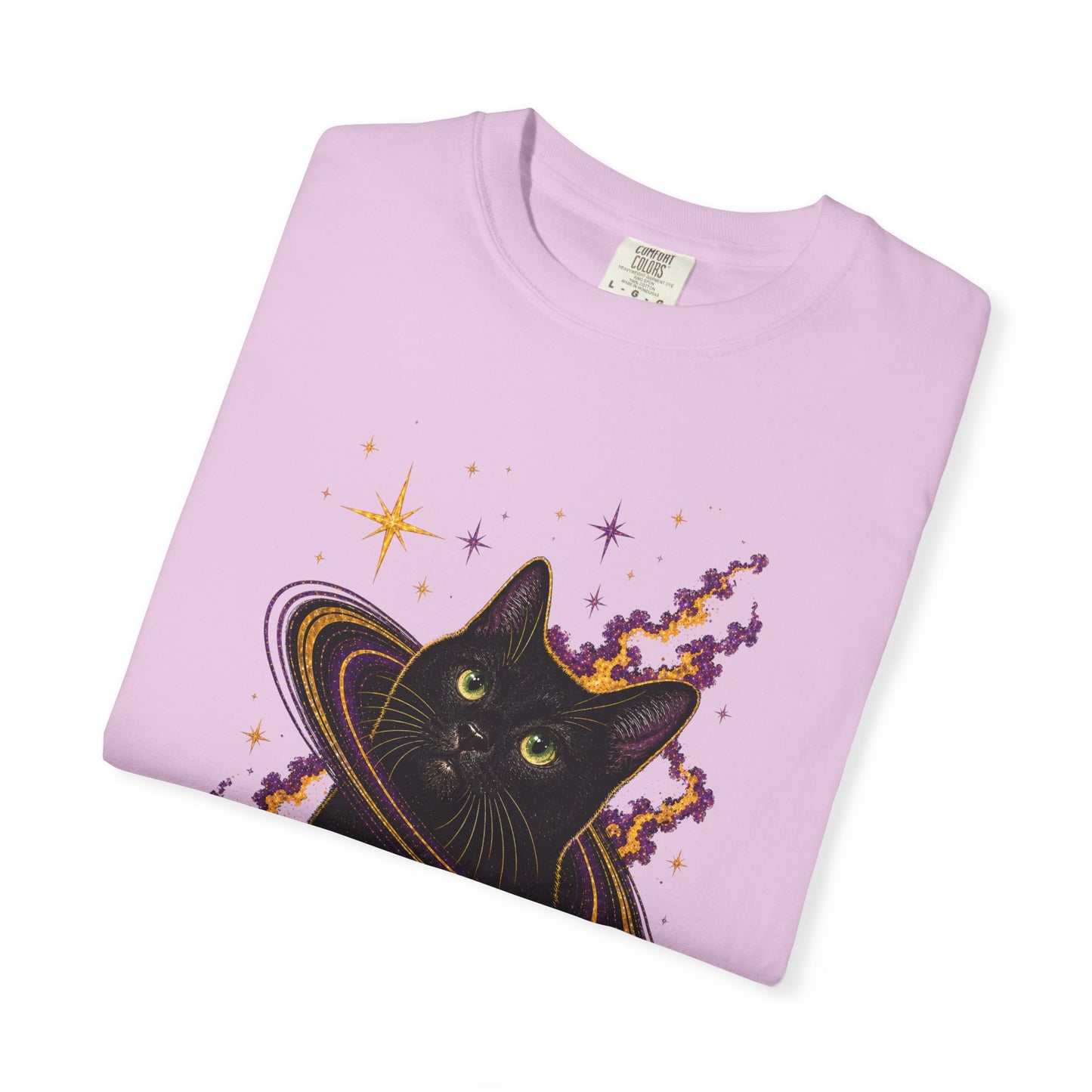 Cosmic Cat T-Shirt — Black Cat Saturn Galaxy Tee