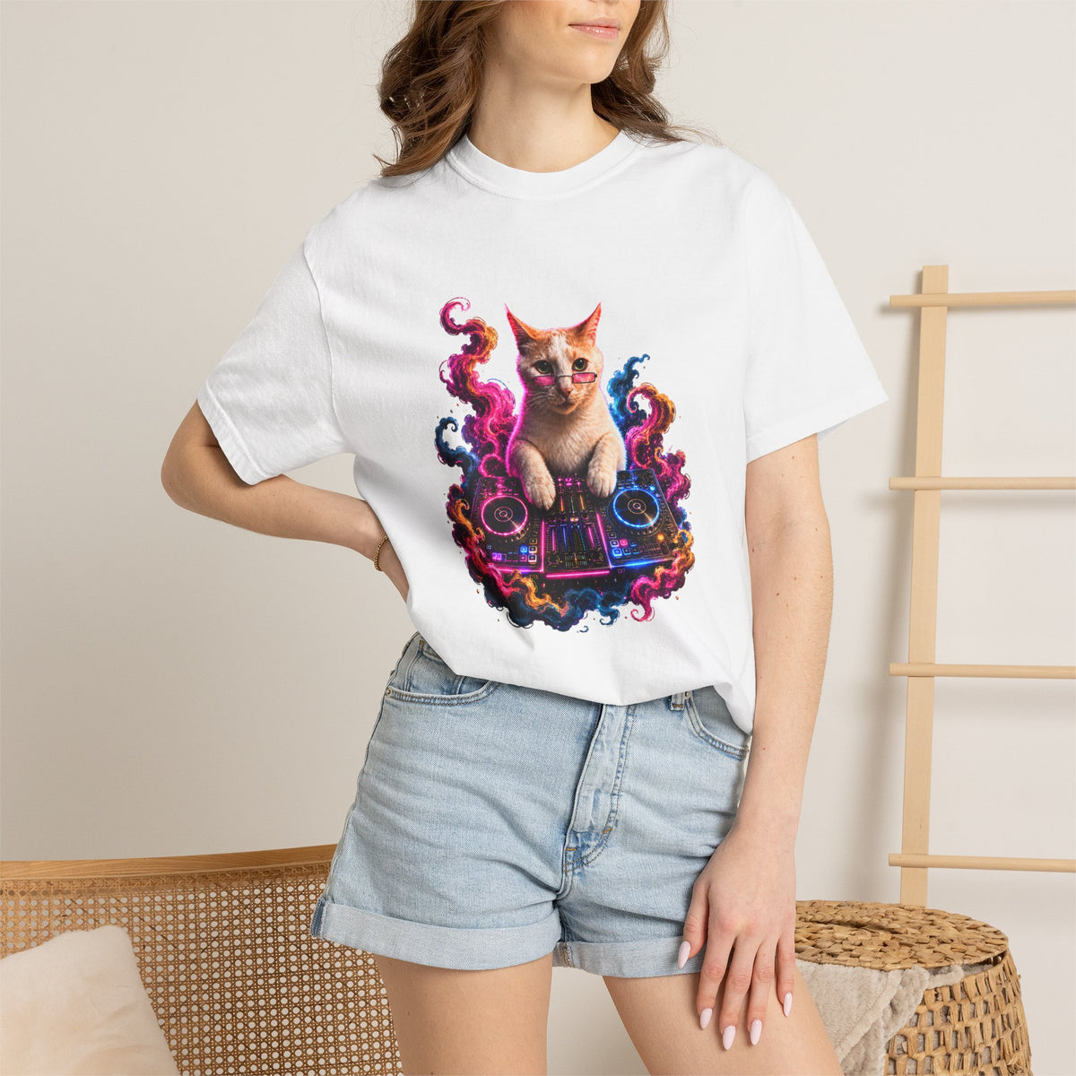 Cat DJ T-Shirt — Psychedelic Music Kitty Graphic Tee