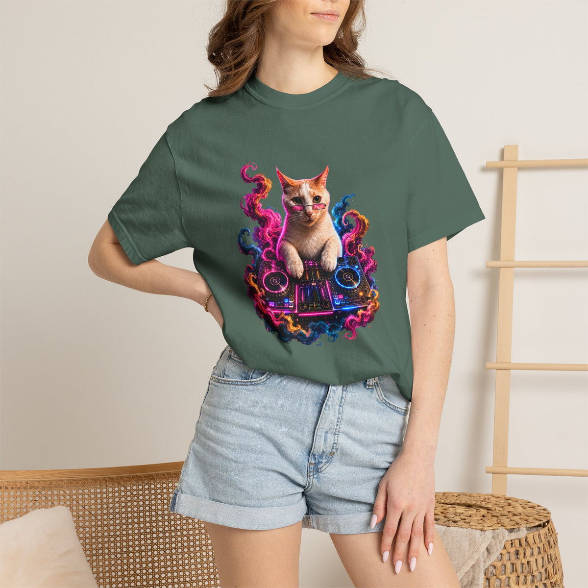 Cat DJ T-Shirt — Psychedelic Music Kitty Graphic Tee