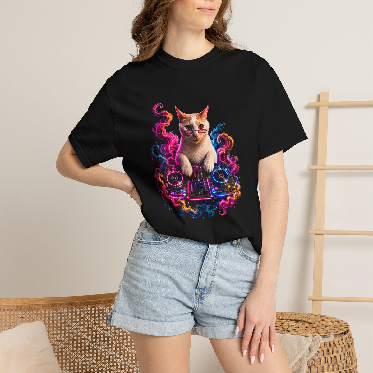 Cat DJ T-Shirt — Psychedelic Music Kitty Graphic Tee