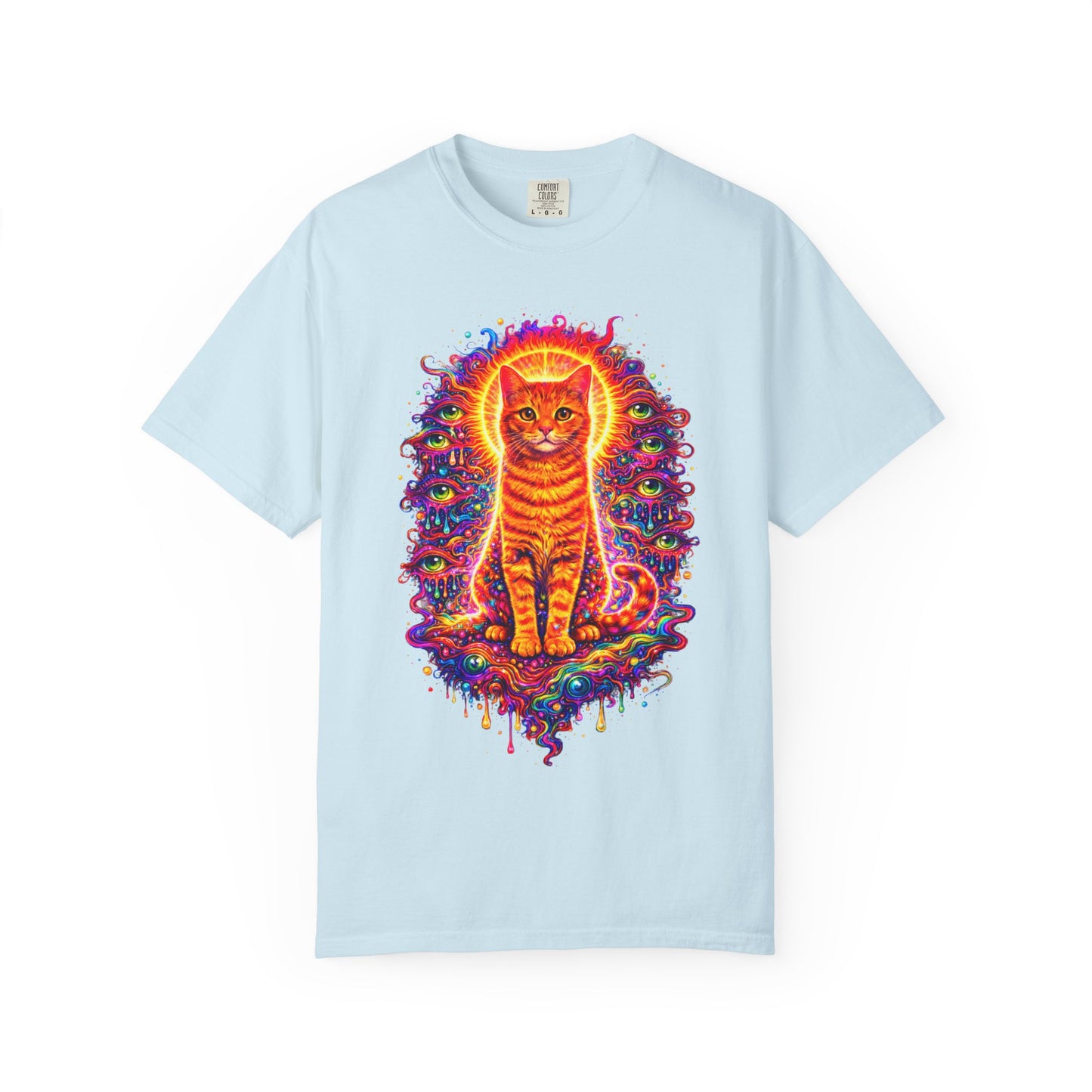 Psychedelic Orange Tabby Cat T‑Shirt — Vibrant Cosmic Pet Art Tee