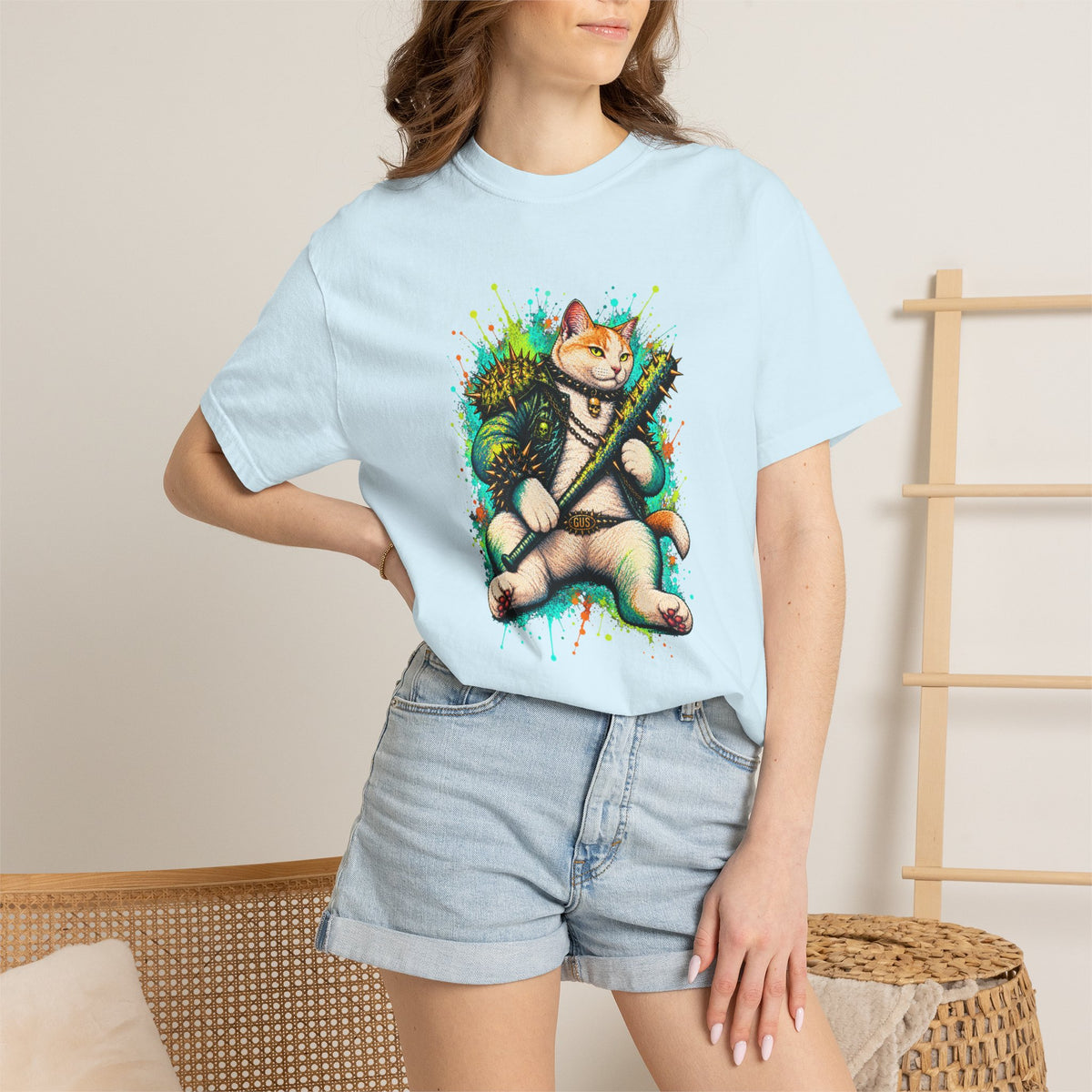 Guitar-Playing Shiba Inu T-Shirt — Colorful Punk Dog Graphic Tee