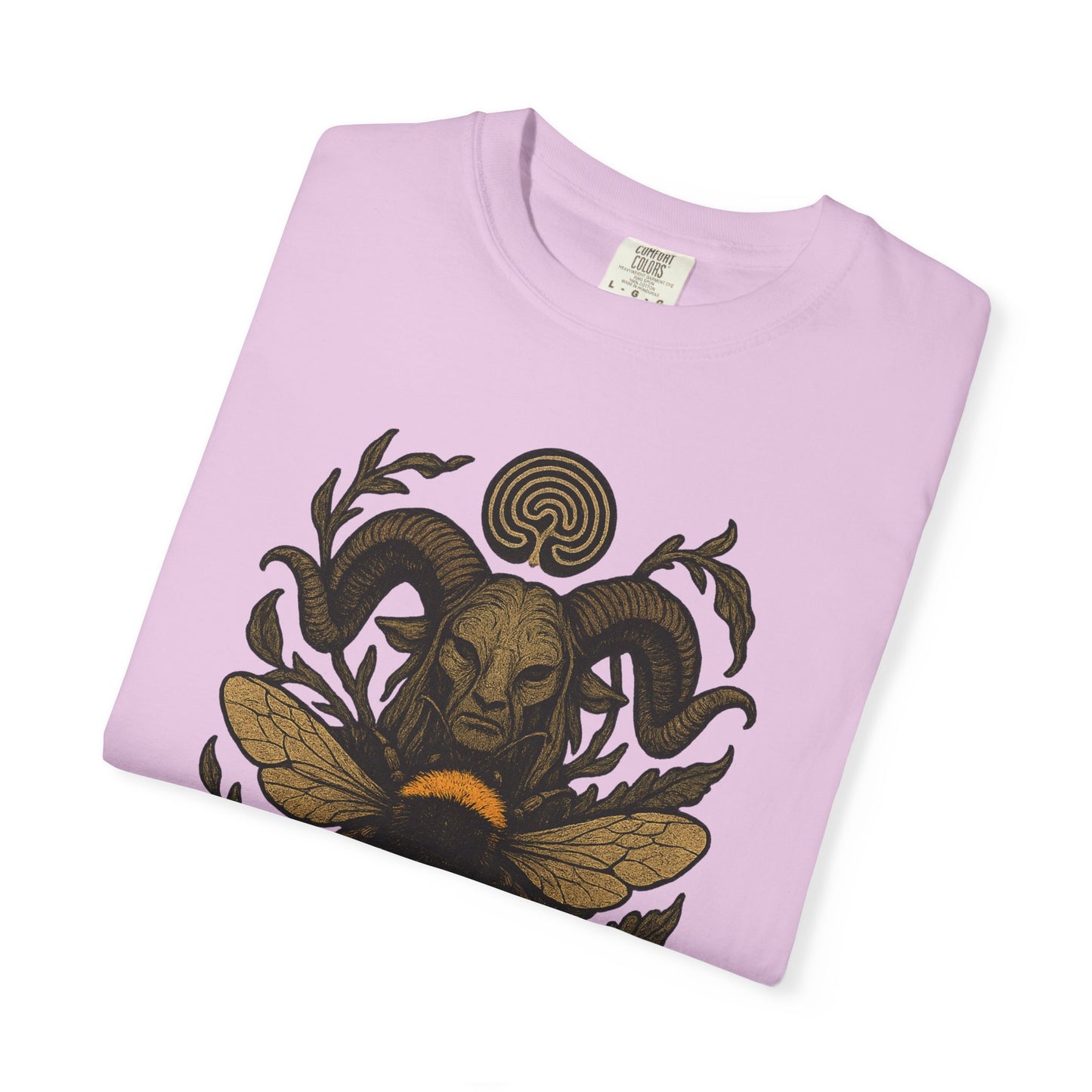 Bee & Horned Goat Graphic T-Shirt — Mystical Nature Illustration