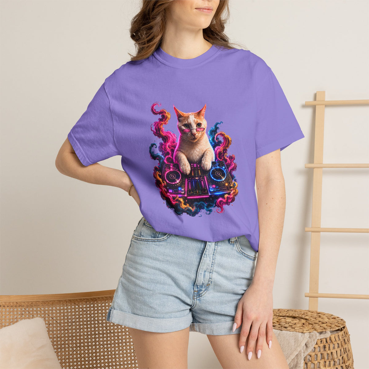 Cat DJ T-Shirt — Psychedelic Music Kitty Graphic Tee