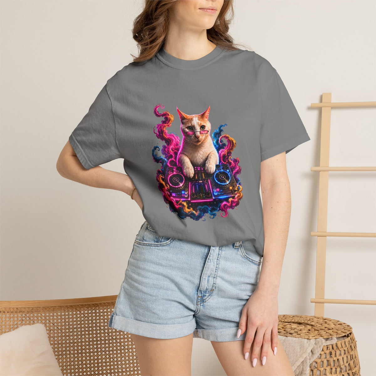 Cat DJ T-Shirt — Psychedelic Music Kitty Graphic Tee