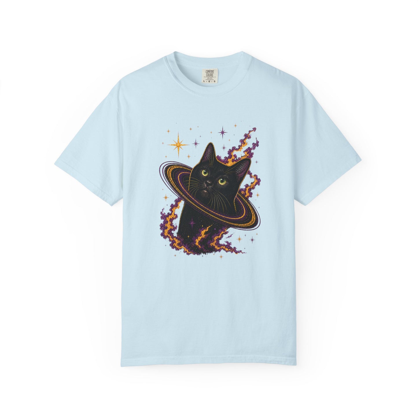 Cosmic Cat T-Shirt — Black Cat Saturn Galaxy Tee