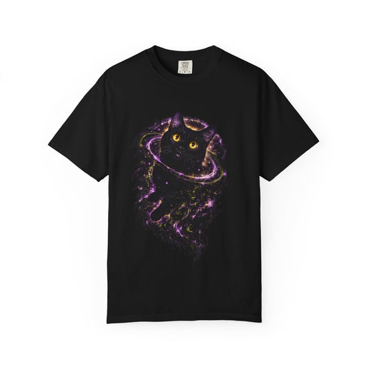 Galaxy Cat T-Shirt — Cosmic Black Cat Design
