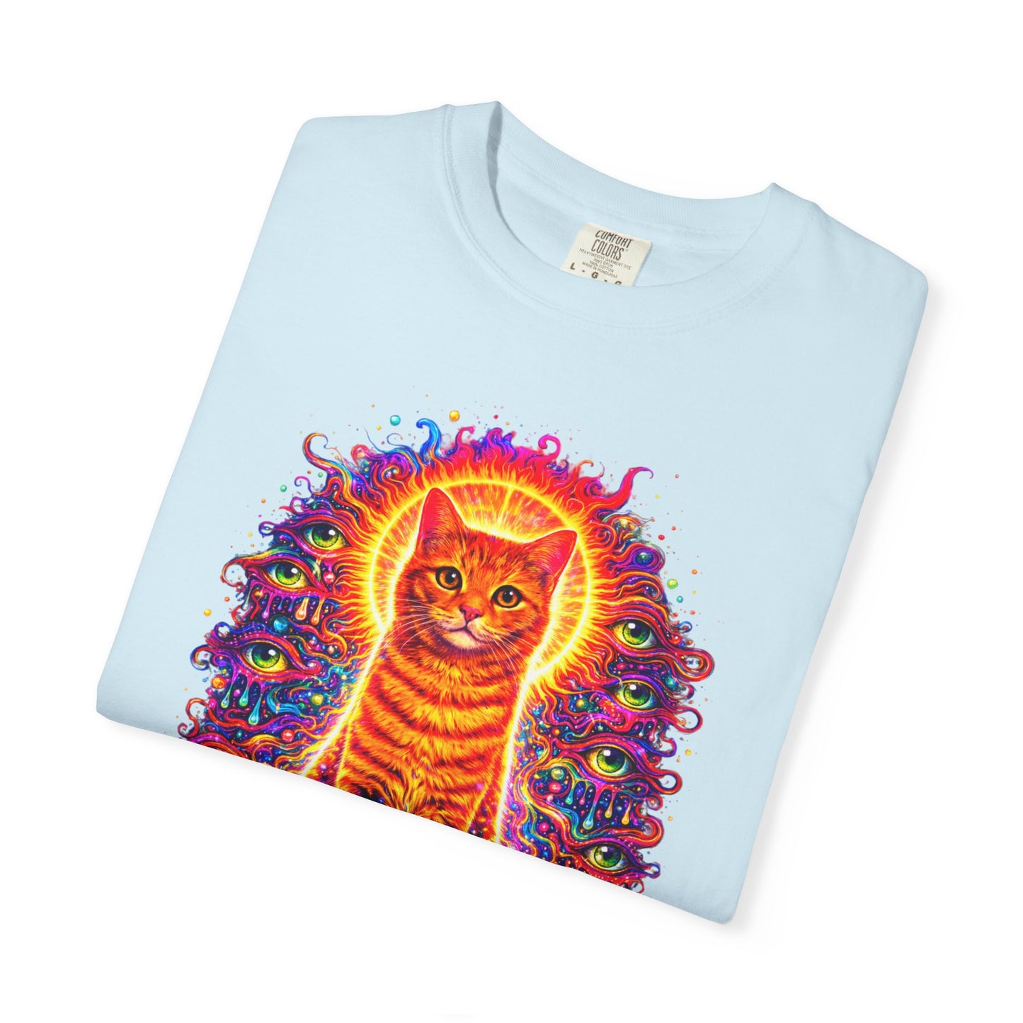 Psychedelic Orange Tabby Cat T‑Shirt — Vibrant Cosmic Pet Art Tee