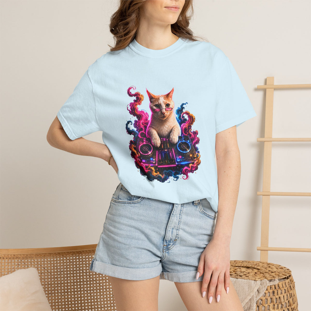 Cat DJ T-Shirt — Psychedelic Music Kitty Graphic Tee